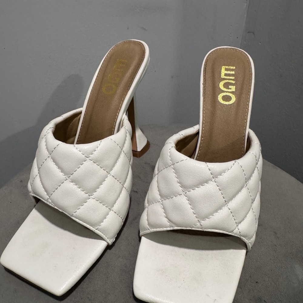EGO White Quilted Mules